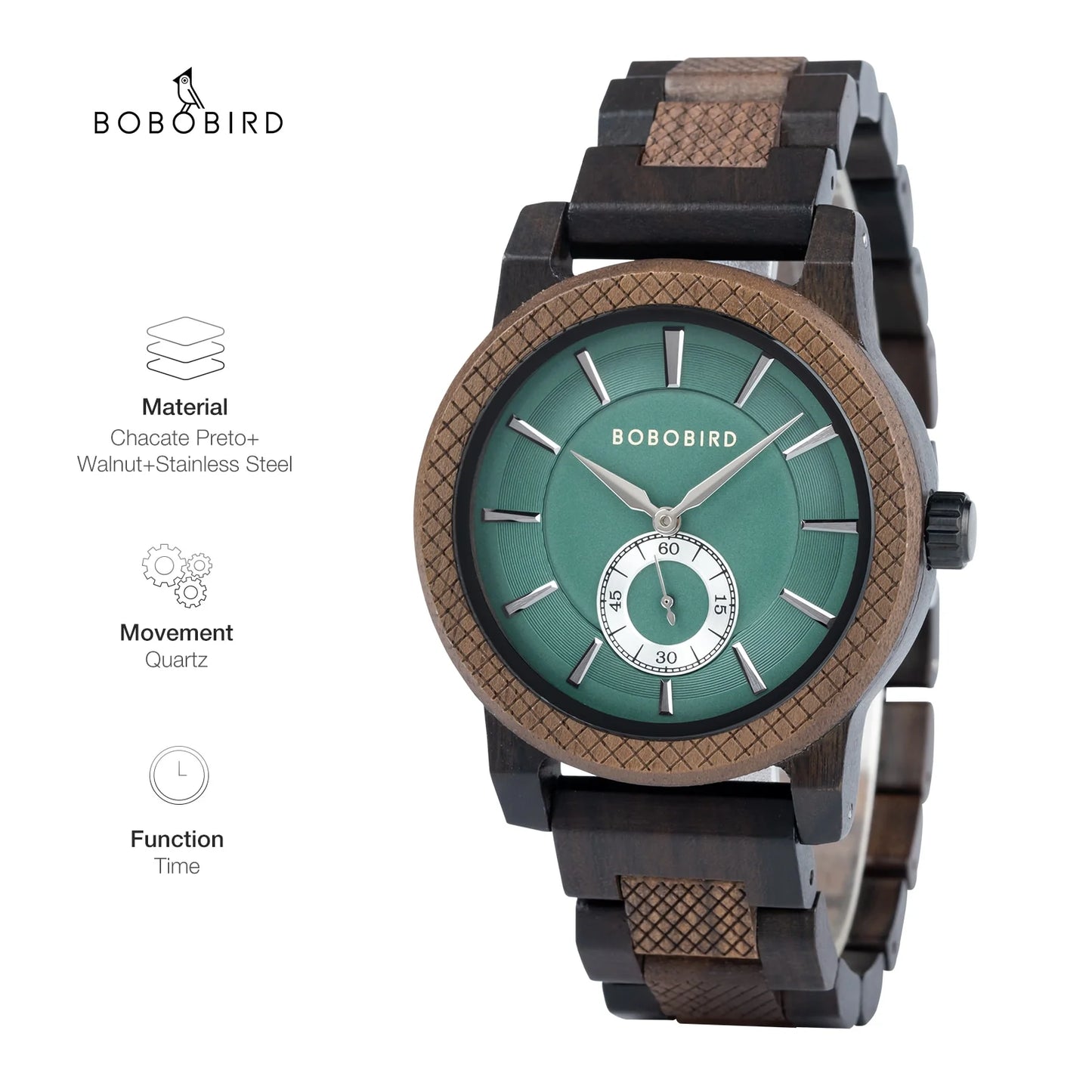 zegarek drewniany. Ateny (m2) - 43 mm