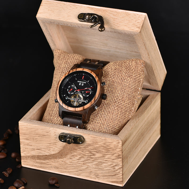 zegarek drewniany. Monaco (m7) - 44,4 mm
