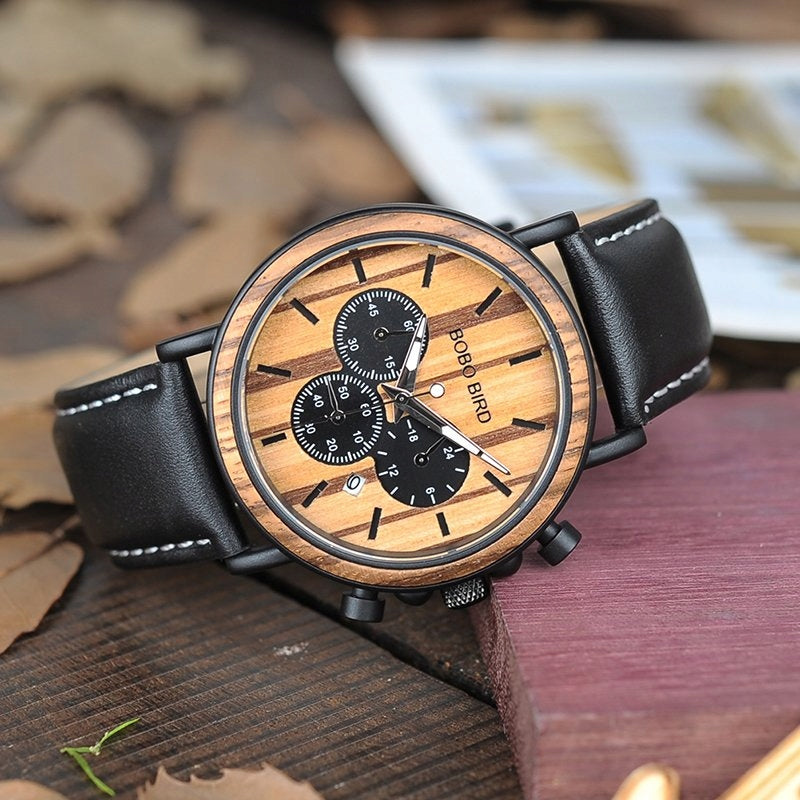 zegarek drewniany. Londyn (m2) - 45 mm